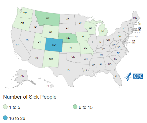 CDC case count map ecoli quarter pounders